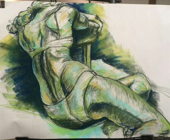 Figure Drawing in Green Nupastel Figure Drawing in Green Nupastel